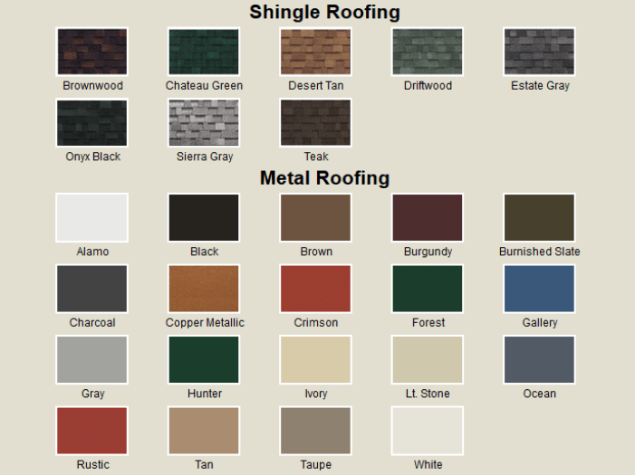 Roofing colors