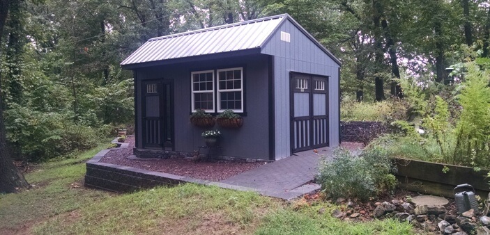 Quaker Shed with landscaping